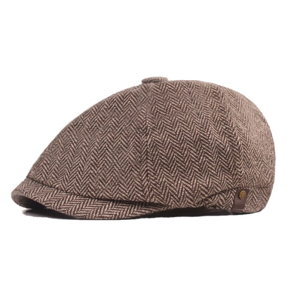 Kvinnor män Baskerhatt Fiskbens åttakantig cap Konst Ungdomstidning Bay Hat Retro Man Hat Dark gray M（56-58cm）