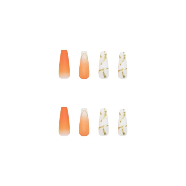 False Nails Fake Art DIY Finger Cover Färdig Lång Balett Orange Gradient Avtagbar W024