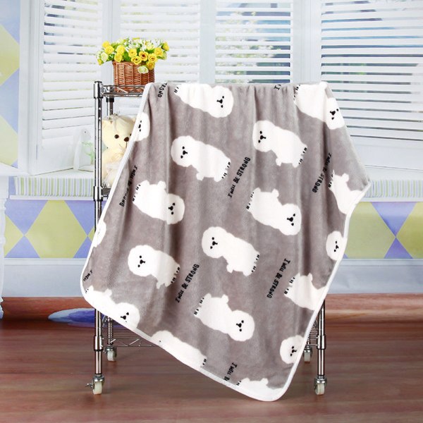 Mjuk komfortfilt Printed flanell Hundmattor för husdjur Cover Ben Luftkonditionering Coral Fleece Gray 100*75cm