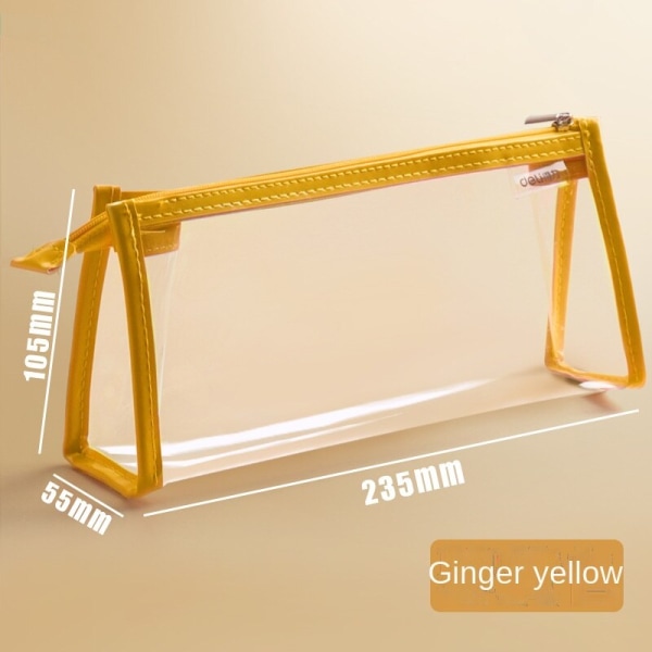 Penna Mode Enkel tredimensionell triangel Transparent PVC pennväska Ginger yellow