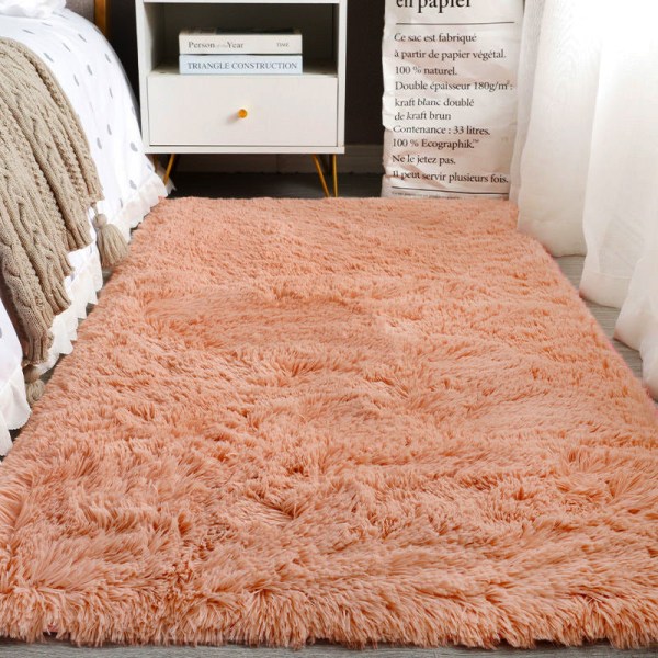 Mjuk komfortfilt Sovrum Sängbord Enkel Modern Plysch Hem Vardagsrum Tjej Söt Golvmatta Orange pink 80X120cm