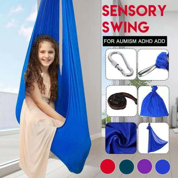 Therapy Swing Stretch Hängmatta för barn inomhus och utomhus Yoga Aerial Leisure Portable Outdoor 1 m Blue