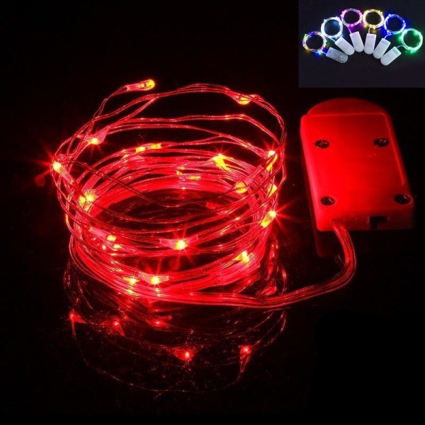 LED Starry String Light 2M LED koppartråd batteri Drivs för julbröllop Pink 2M