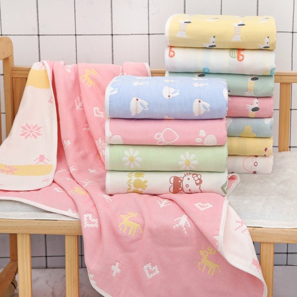 Mjuk komfortfilt Baby Gauze Badhandduk född Bomull Jacquard Sex Layers Cover Sommar Dagis Handduk Deep Mickey 120*150cm