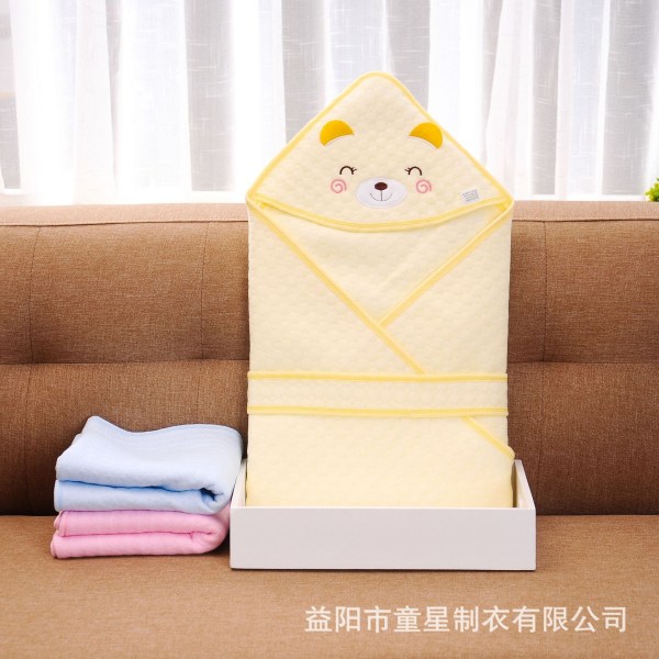 Mjuk komfortfilt Bear Brodered Baby Warm Retention Material Kram Baby's Pure Cotton Pink 80*80