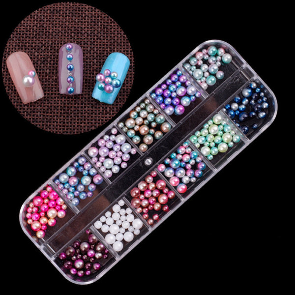 Nail Art Rhinestone Bottoming Borr Hollow Nit Nail Rhinestone Sticking Paljetter Färgglada Kristaller 01-mixed Colorful Pearl