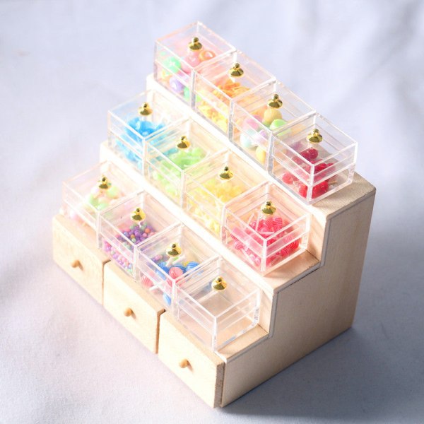 Micro Miniatyr Möbler Tiny Småskalig Leksak Doll House DIY Decora Mini Candy Vegetabiliskt Case Solid wood display stand