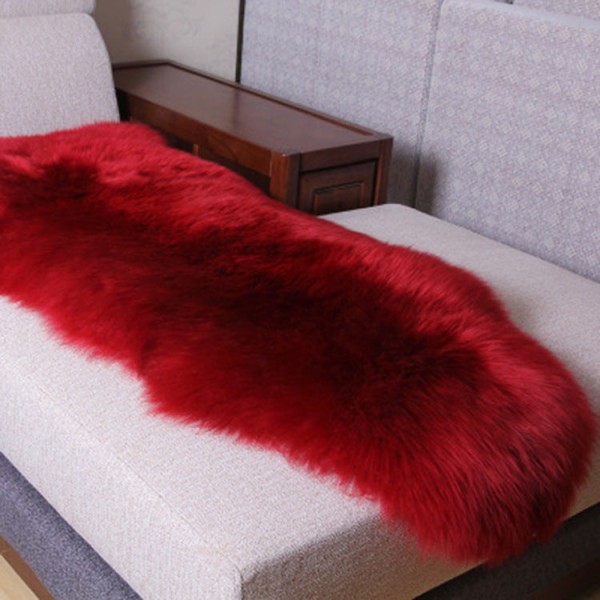 Mjuk komfortfilt Pure Wool Matta Ull Soffa Kudde Fönsterkudde Sängbord Hel ullpäls Wine Red 70*105cm