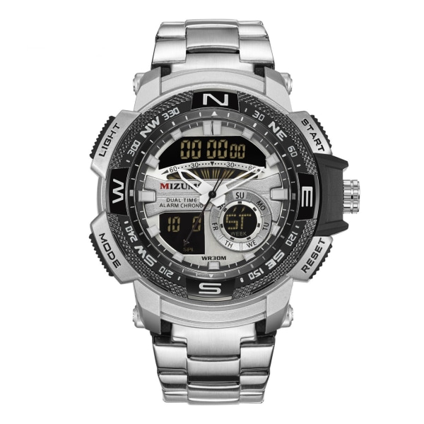 Klassisk sportvattentät elektronisk watch för män MZMW-8007 Silver