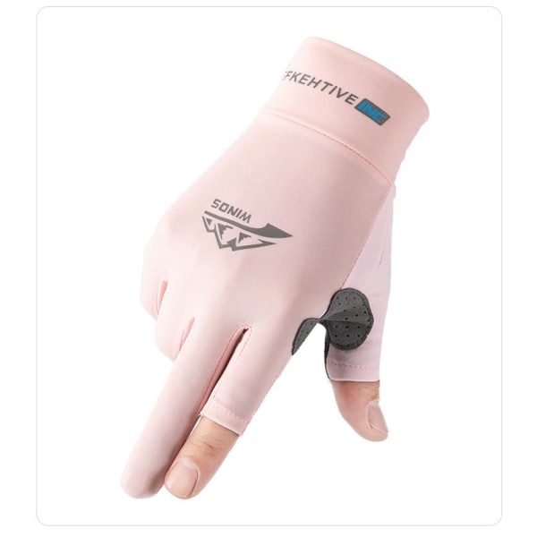 Dam män sporthandskar Cykling Solskydd Ice Silk UV-skydd Cykling Two fingers pink M