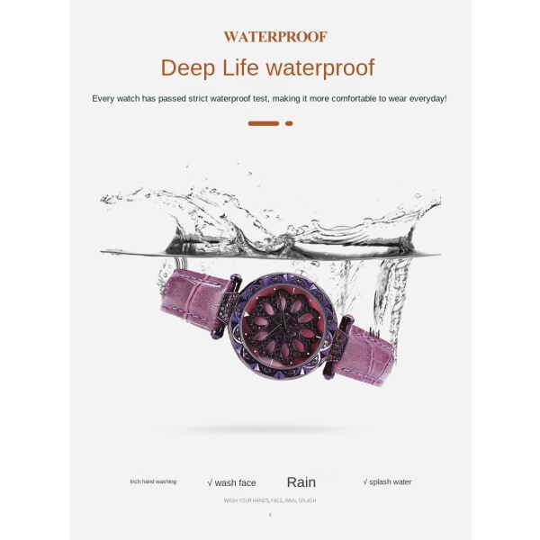 Klassisk trendig watch för kvinnor i kvarts vattentät watch Purple