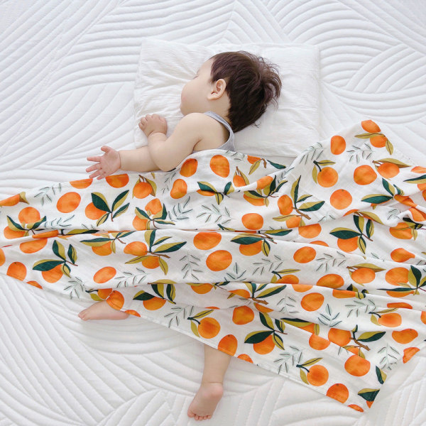 Mjuk komfortfilt Klass A Bambu Bomull född Swaddling Quilt Pack Beställ Gaze Pack Quilt Höst Orange 120*120cm