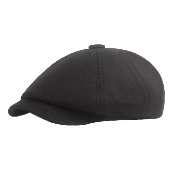 Kvinnor män Baskerhatt Åttakantig yllehatt Basker Höst Vinter Cap Medelålders Äldre Människor Hattar Black M（56-58cm）