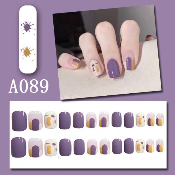 False Nails Fake Art DIY Finger Cover elegant Multi-Style White Färdig produkt Avtagbar No252 A084