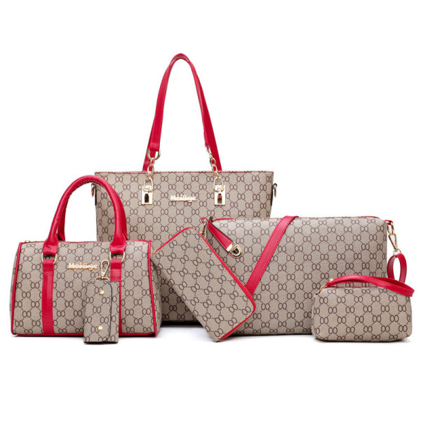 Dam handväska för kvinnor Retro mor och barn väska med stor kapacitet axel Crossbody handväska Red