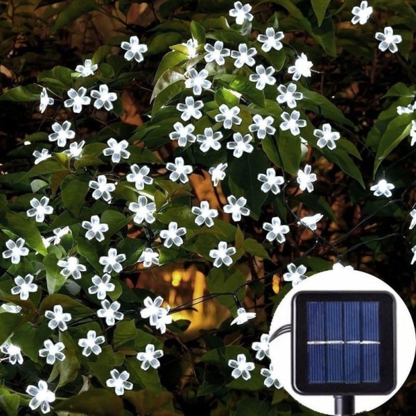 Cherry Blossom Flower Garland Solar LED String för utomhus bröllop juldekorationer MultiColor 7M 50Led