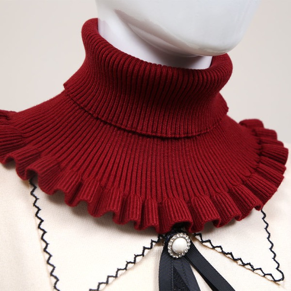 Elegant fuskkrage för kvinnor Avtagbar halv Halsduk Halsduk Hals Thermal Head Cover Hals Western Style Wool All-Match Chinese red