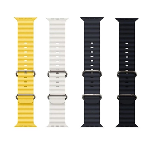 För Apple Watch Silikon Ocean Strap Band 41/44/45/49 mm Series Ultra 8 yellow 42 to 49mm