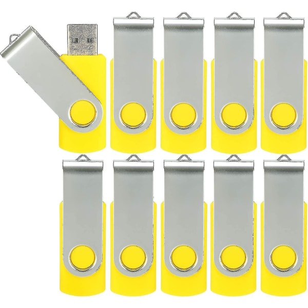 10-pack USB minnen USB 2.0 tumenhet Bulk-pack vridbart minne S 10 Pack Yellow 16GB