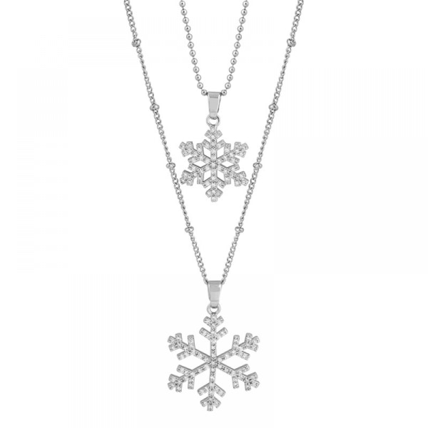 Dubbla lager lucky snowflake silverhänge, glitter, Inklusive Låda Silber