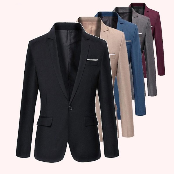 Casual Kostymjacka för män Slim Fit Business Casual Blazer#nyfs003 WineRed L