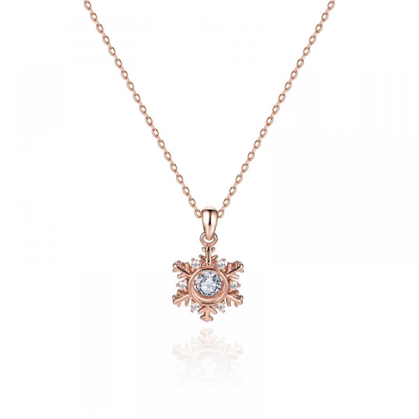 Sparkle Surprise Snowflake Rose Gold Diamond Pendel, Inklusive Låda