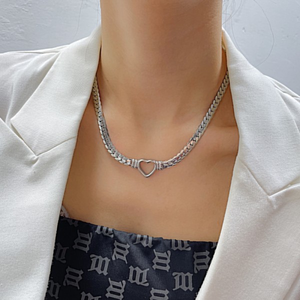 Halsband kvinnors smycken mode älskar titan stål, Inklusive Låda Stålfärg