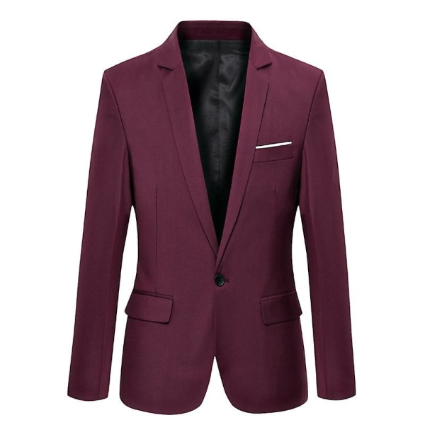 Casual Kostymjacka för män Slim Fit Business Casual Blazer#nyfs003 WineRed L