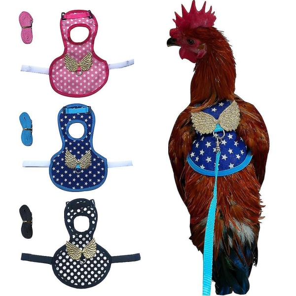 Kycklingsele Med koppel För Höns Justerbar Väst Dekorerad Wi Pink dots M