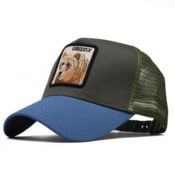 Djurbroderi -Hatt för män - Justerbar cap，Blue Bear
