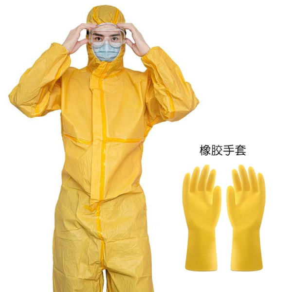 Industrial Safety Workwear Svavelsyrasprayfärg , förbättrad kemikaliedräkt Lägg till gummihandskarglasögon M