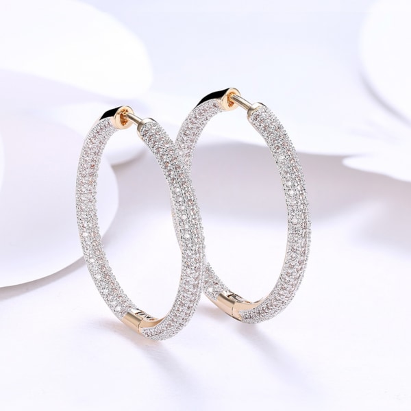 Fashionabla runda diamantörhängen, fräscha örhängen, Inklusive Låda Silver
