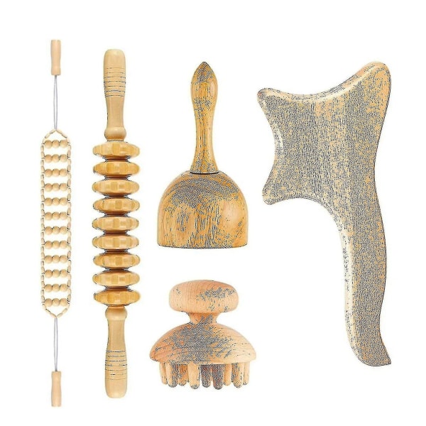5 i 1 Maderoterapia Kit Wood Therapy Massage Tool Anti-cellulit