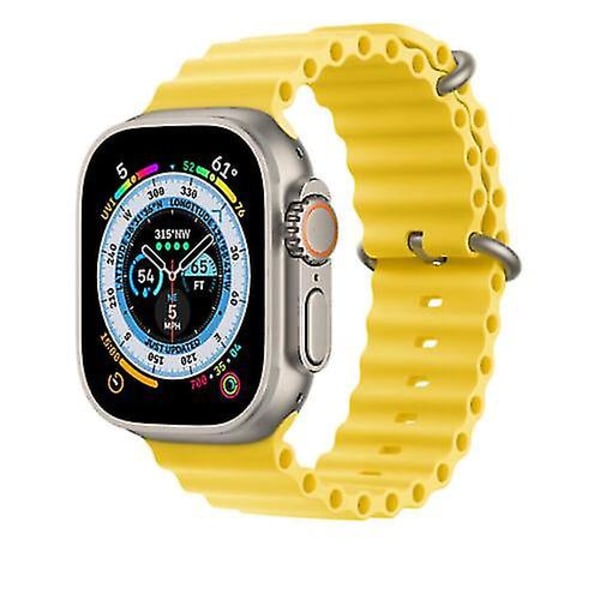 För Apple Watch Silikon Ocean Strap Band 41/44/45/49 mm Series Ultra 8 yellow 42 to 49mm