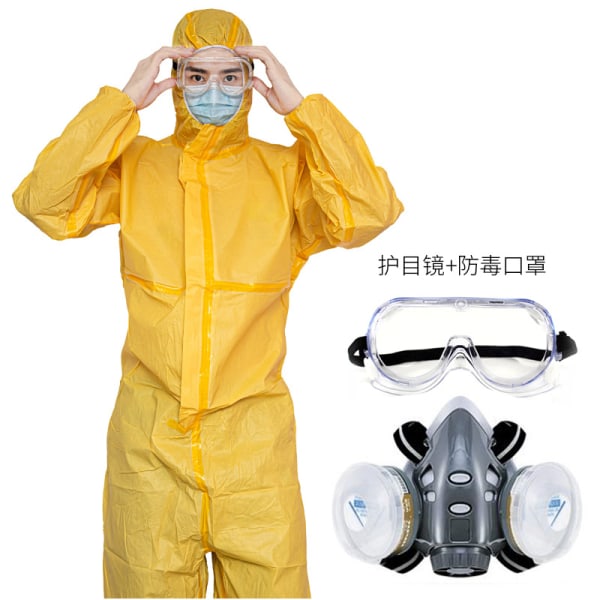 Industrial Safety Workwear Svavelsyrasprayfärg , förbättrad kemikaliedräkt +skyddsglasögon+ Antivirusmask XL