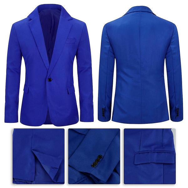 Allthemen Kostymjacka för män Slim Fit Business Casual Blazer Blue L