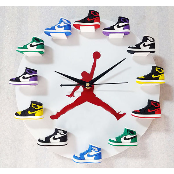 Aj Clock Basketball Supplies 3d Tredimensionell form Aj1-12 Generation Wall Clock Small Aviator Shoes Jordan Clock