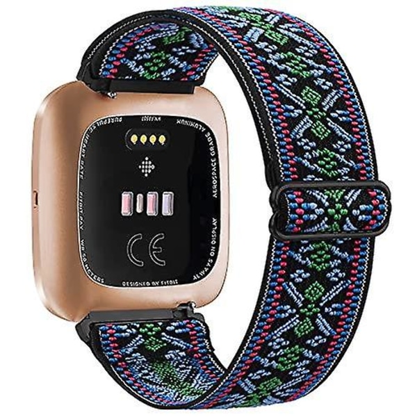 Elastisk vävd öglerem för fitbit versa 3 2 versa lite bandjusterbar Bohemian green For fitbit versa 3