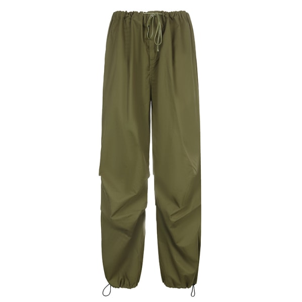 Ruched Y2K Baggy Cargo Pants Green L