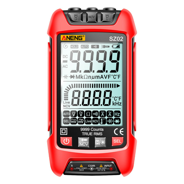 ANENG SZ02 9000 Counts Auto Range True RMS Digital Multimeter High Precision Resistance Frequency Capacitor Tester Red
