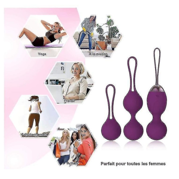 3 Kegel Balls Device Training Kit för att stärka toning bäckenmusk pink 4pcs set
