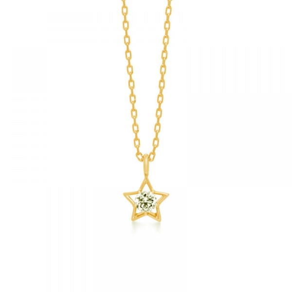 Kvinnors 925 Sterling Silver Star Halsband för kvinnor och flickor, Inklusive Låda Guld