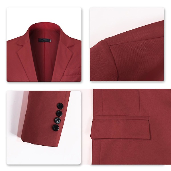 Allthemen Kostymjacka för män Slim Fit Business Casual Blazer Red L