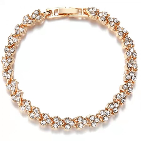 Crystal charm armband kvinnor zircon charm armband hel diamant charm armband smycken, Inklusive Låda Guld
