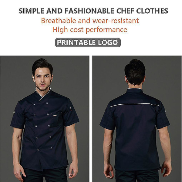 Justerbar kockknapp för män för män, uniformskjorta i bomull Blue M
