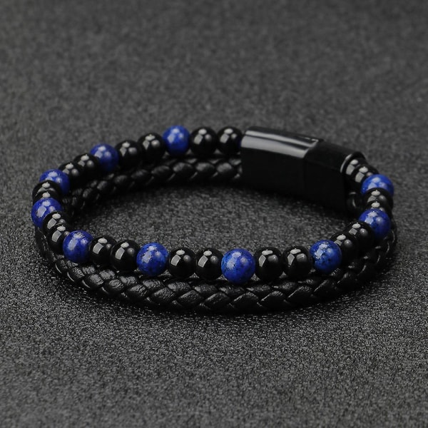 Natural Agate Stone Läder Beaded Armband Läder Beaded Armband lapis lazuli