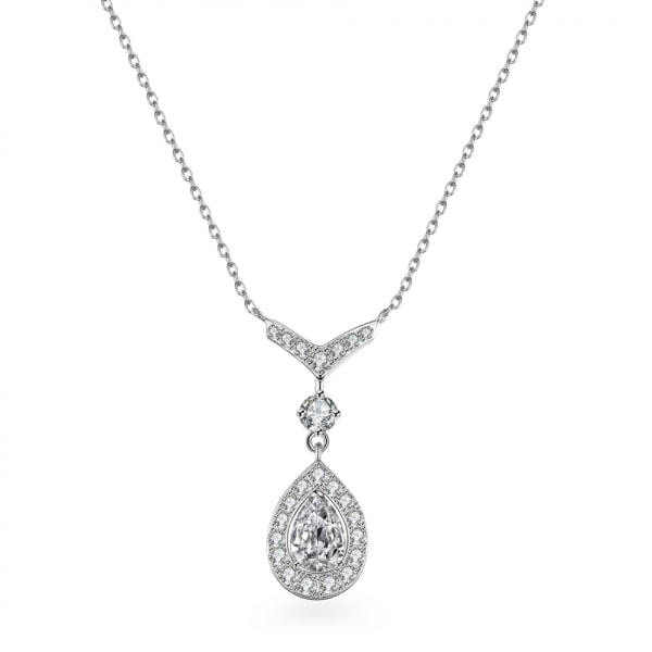 Nya modeller Water Drop Sparkle Sterling Silver Diamond Halsband, Inklusive Låda Silver