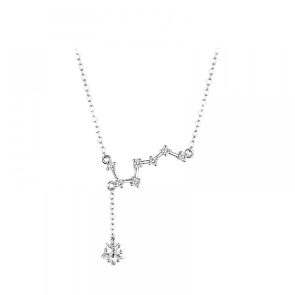 Beidou Seven Star Pendant Collar Chain, Inklusive Låda silverfärgad