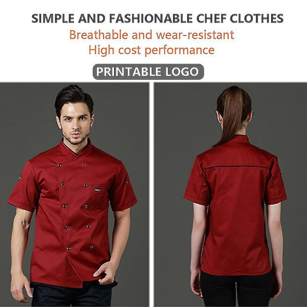 Justerbar kockknapp för män för män, uniformskjorta i bomull Red 3XL