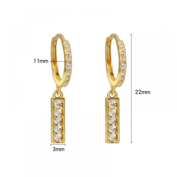 Fashionabla örhängen med spänne i sterling silver i zirkon, Inklusive Låda Guld